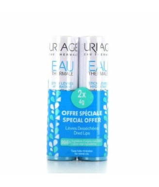 Uriage Stick labbra idratante con polvere di Acqua Termale senza oli minerali bipack