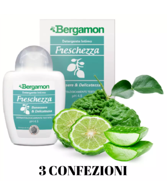 Bergamon detergente intimo ingredienti naturali parti intime 3 confezioni